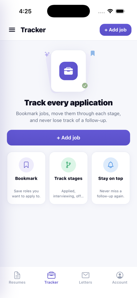 Track every job application in the ResumesKey app
