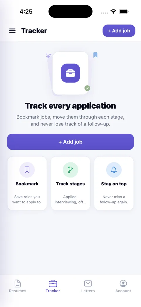 Track every job application in the ResumesKey app